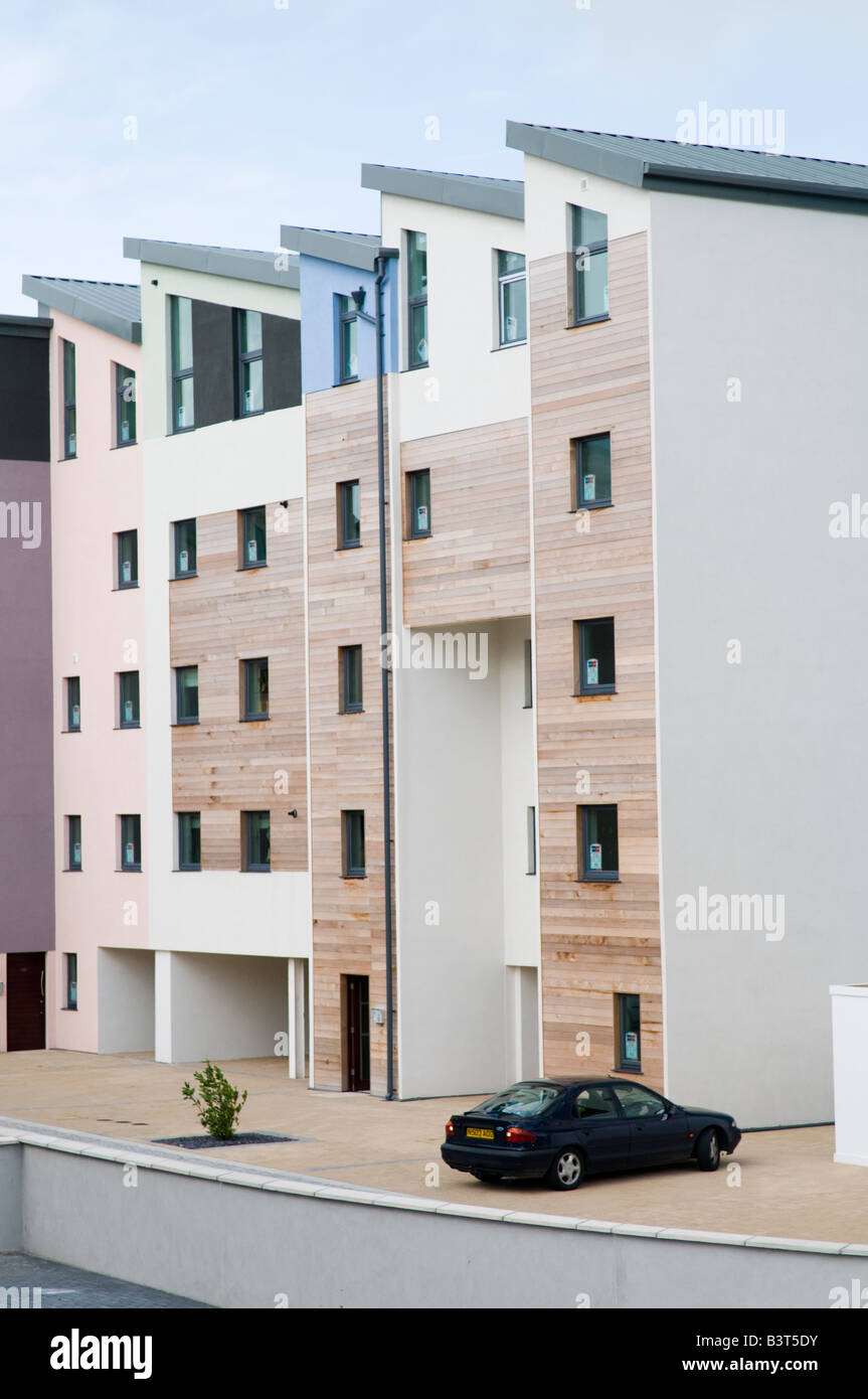 New blocks of apartments and flats development in Caernarfon Gwynedd