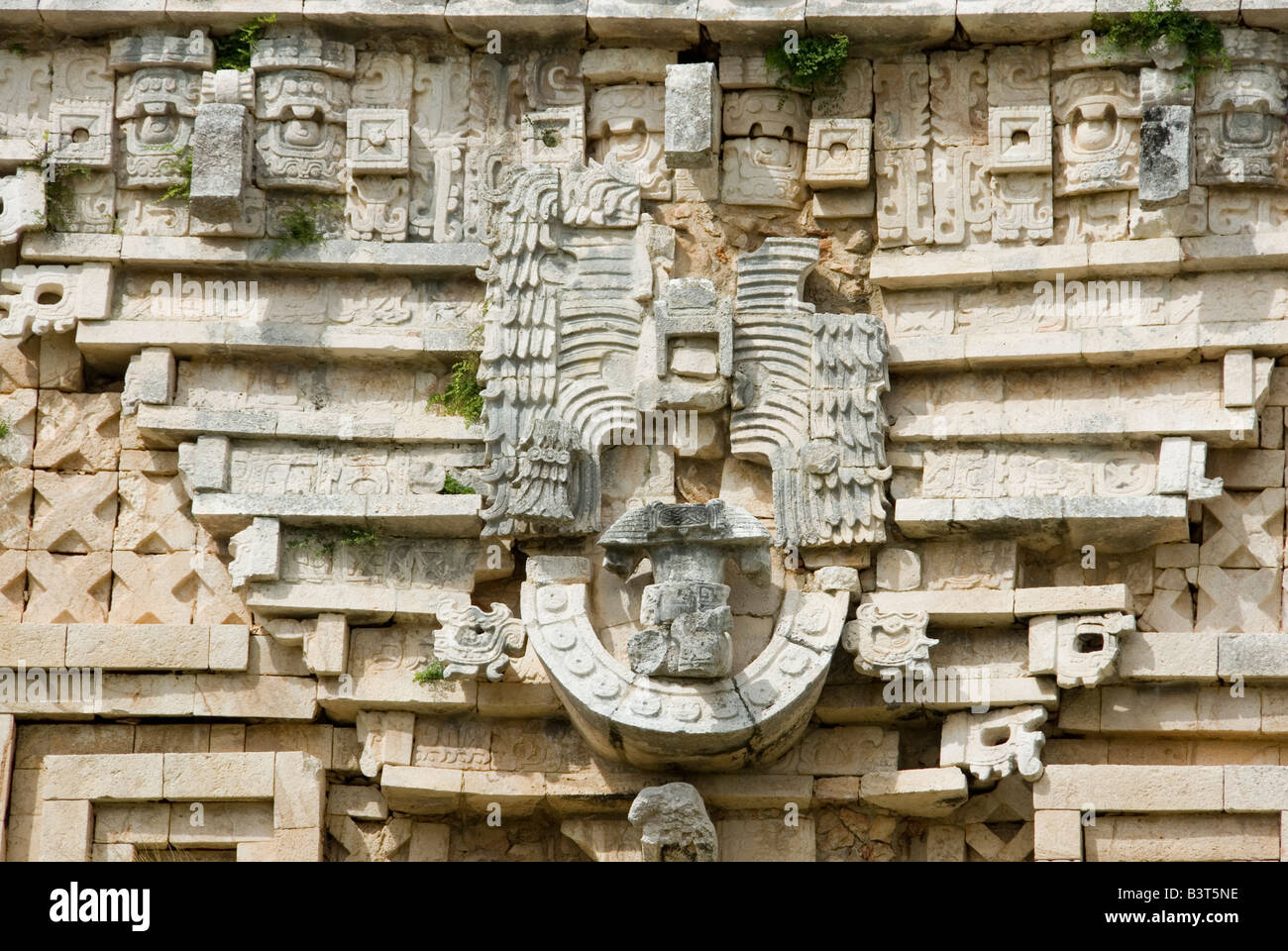 Puuc Architectural Style Lattice Carving Detail The Palace of the Governor Uxmal Maya Ruins Yucatan Peninsula Mexico 2007 NR Stock Photo