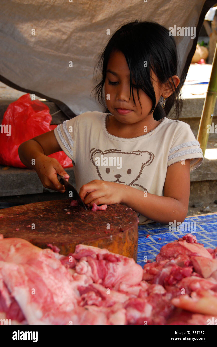 fresh meat market, mayong , buleleng regency , bali , indonesia Stock Photo