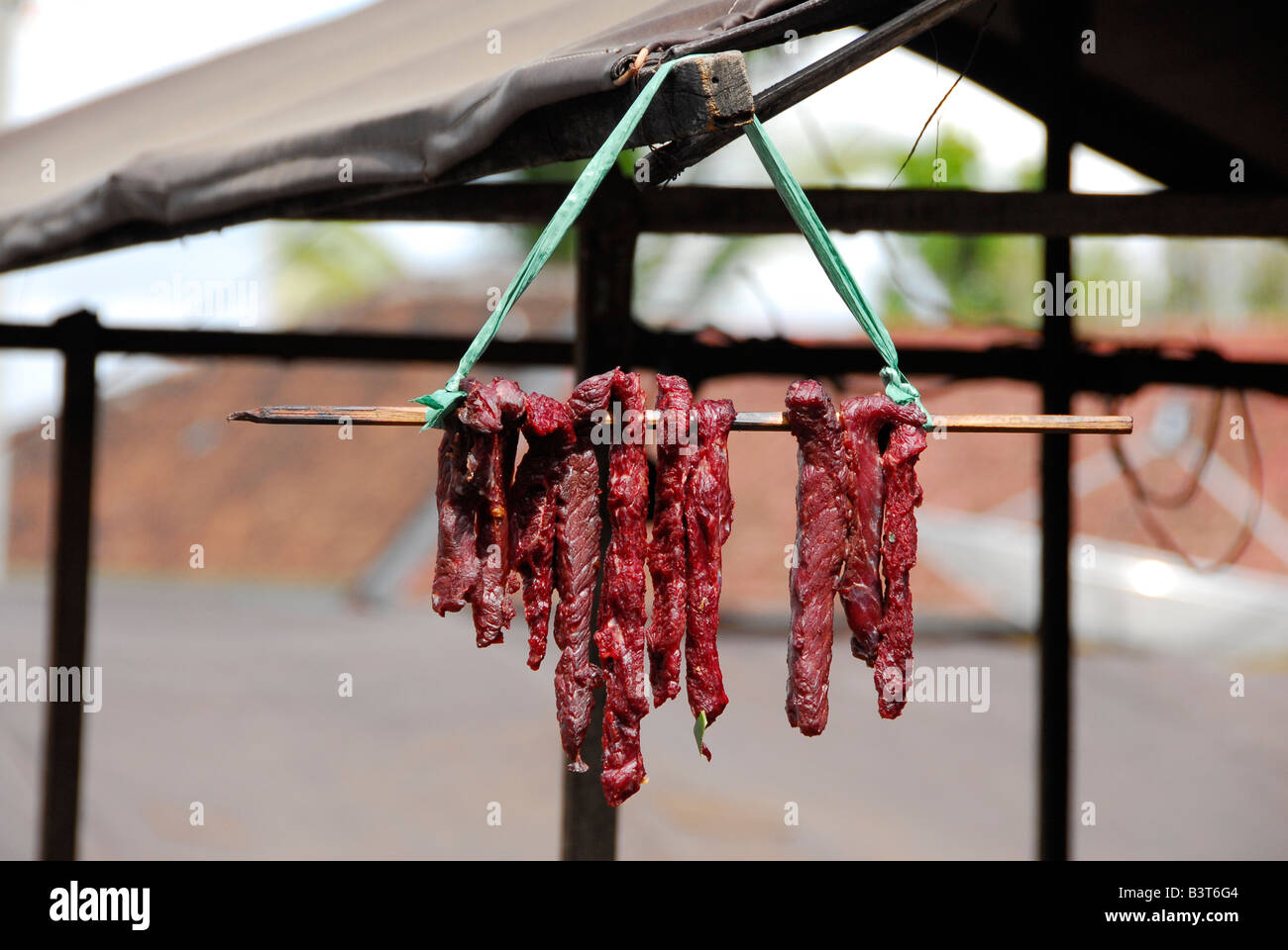 fresh smoked meat, fresh meat market, main road , mayong , buleleng regency , bali , indonesia Stock Photo