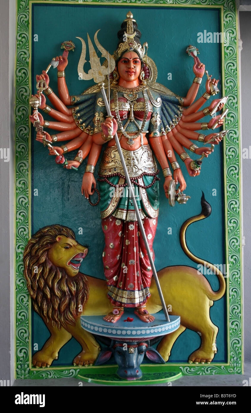 Statue of the Hindu Goddess Durga , Sri Srinivasa Peruma Hindu ...