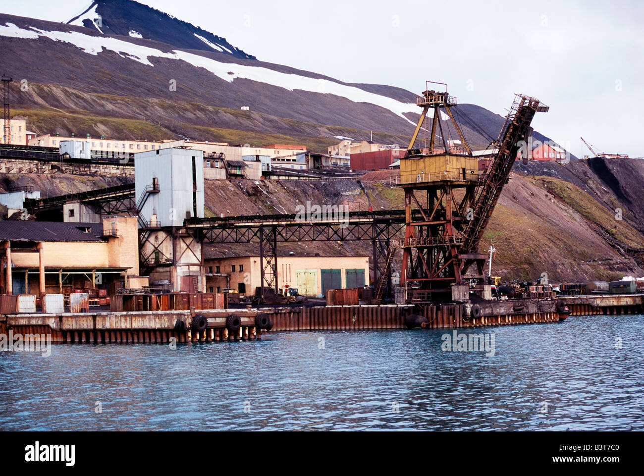 Barentsburg a Russian coal minning village in Svalbard Stock Photo