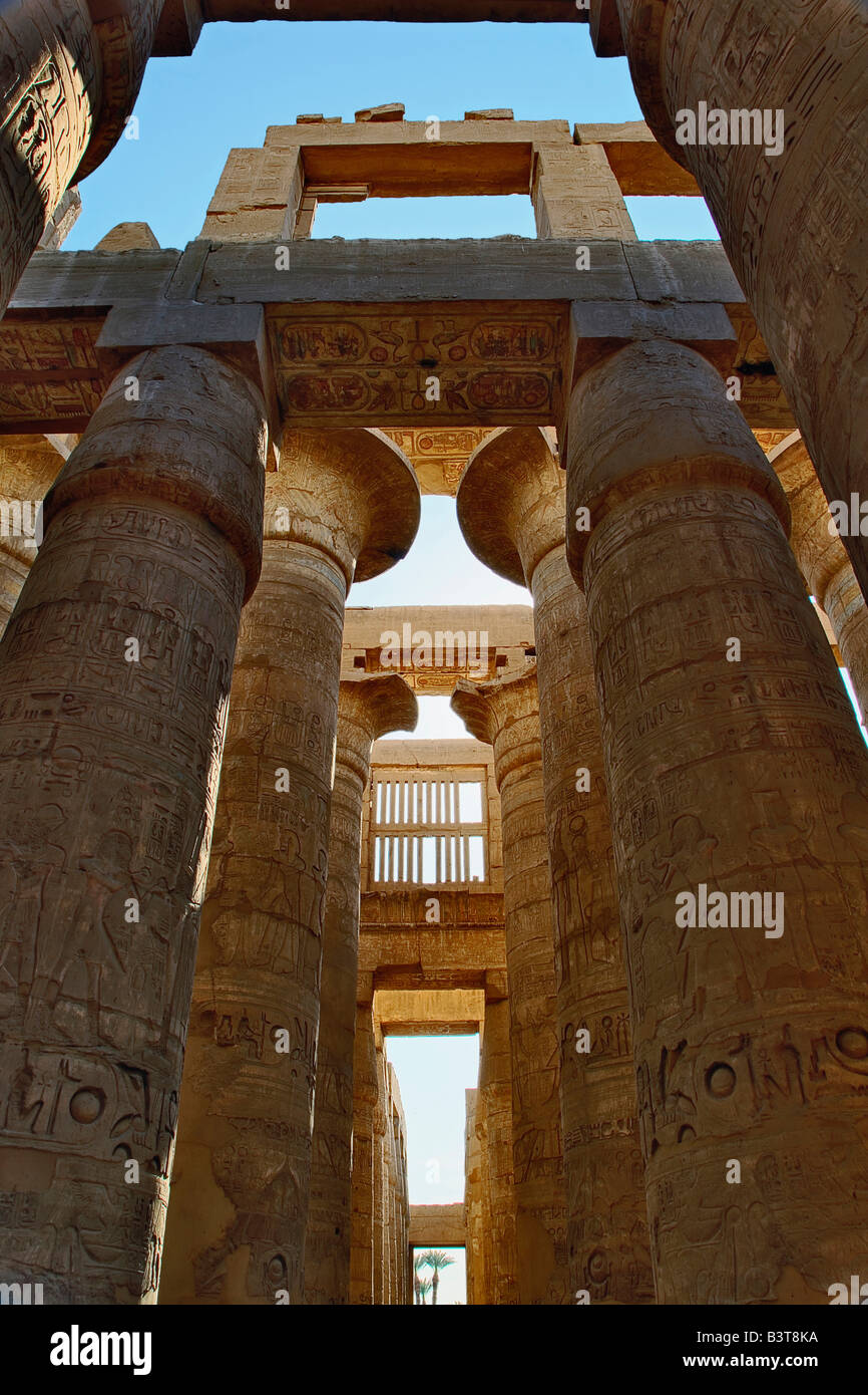 Hypostyle Column Massive columns at the Great Hypostyle Hall, in the temple of Amun, The ...