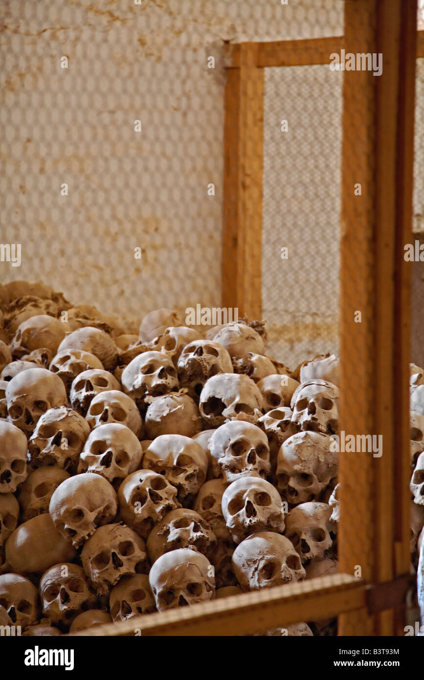 Human skulls, St. Catherine's Monastery, located at the foot of Mount Moses in the Sinai of Egypt. Stock Photo