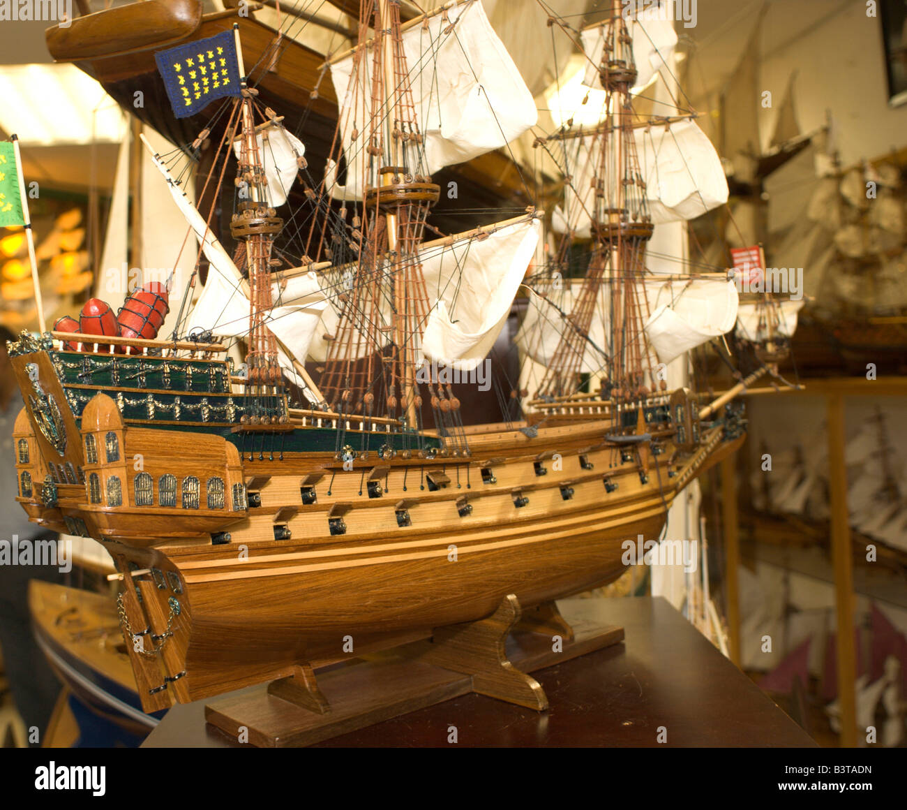 Mauritius, Port Louis. Model ship in shop at Caudan Waterfront Stock