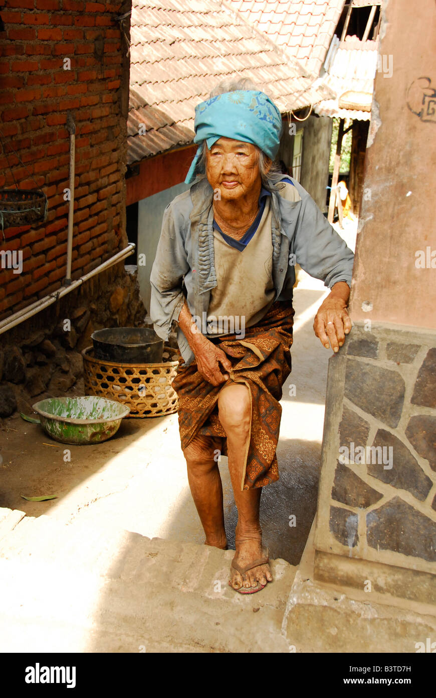 proud old lady , julah, bali aga village , north bali , indonesia Stock Photo