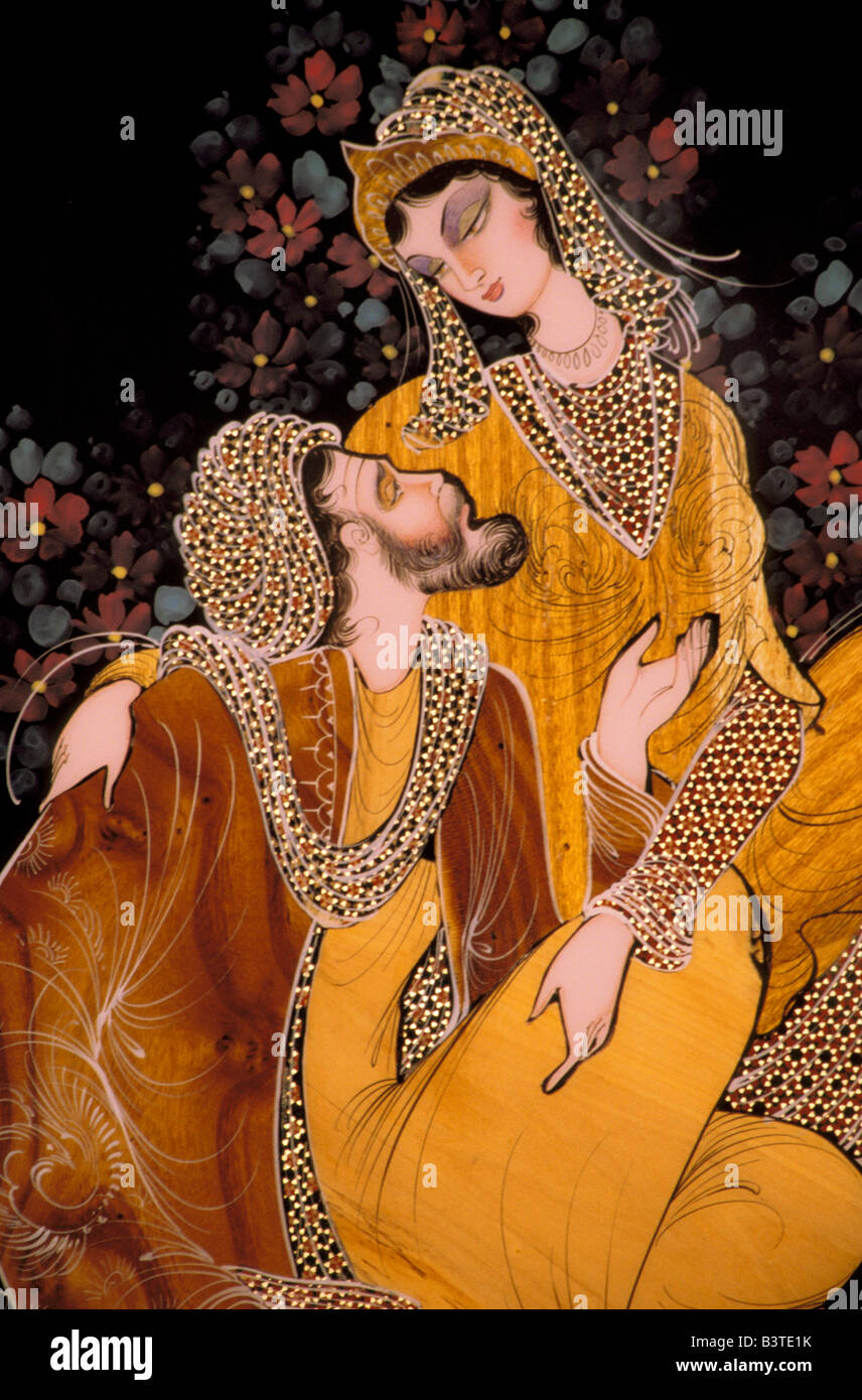 Asia, Iran, Isfahan. Miniature painting from the Omar Khayam story