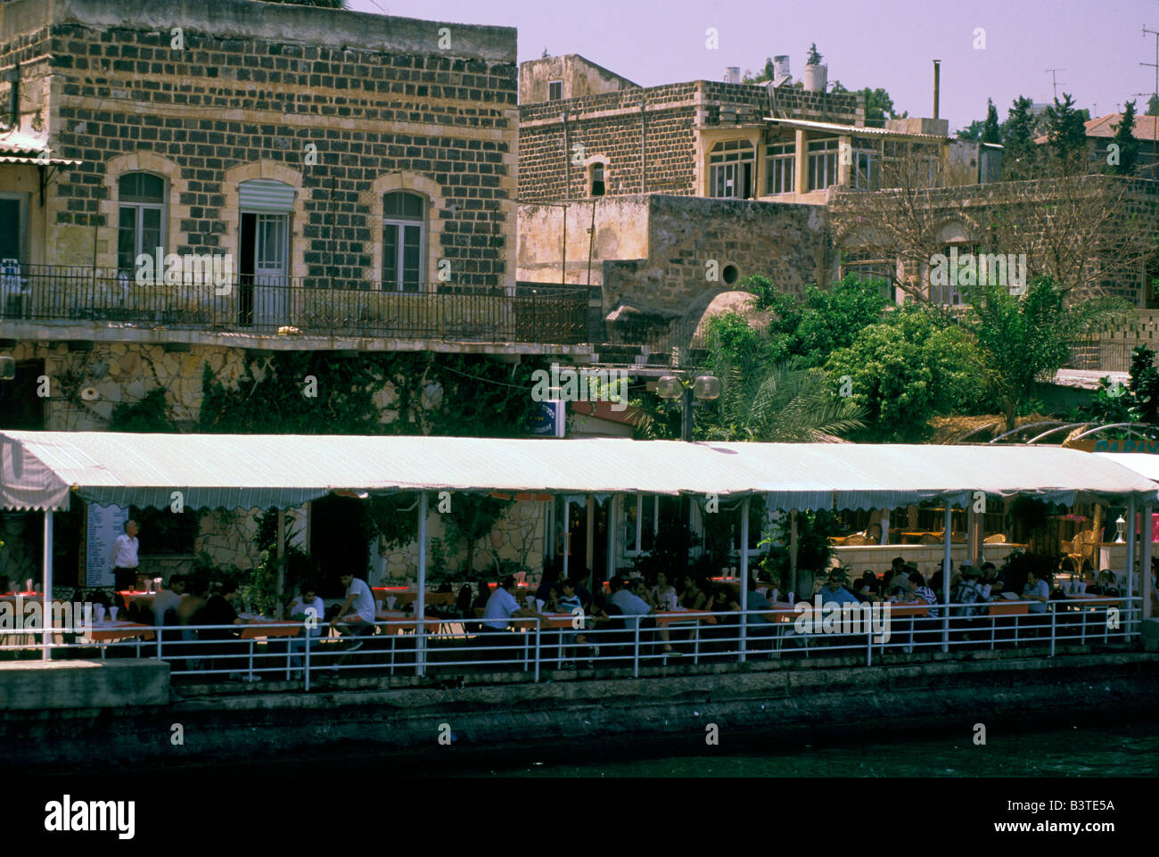 Asia, Israel, Tiberias. Lakeside restaurant . Stock Photo