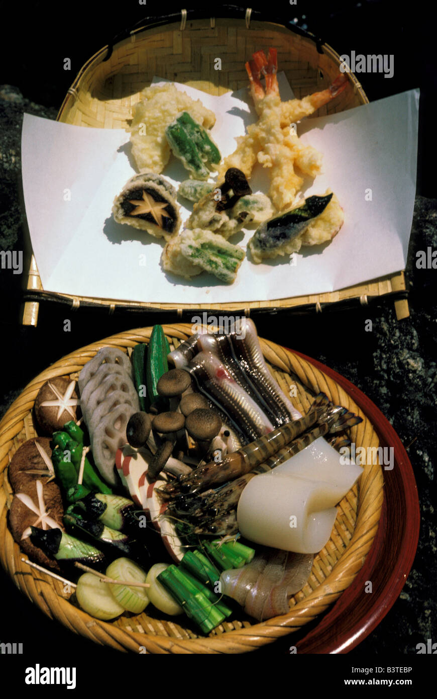 Japan, Kyoto. Tempura ingredients Stock Photo Alamy