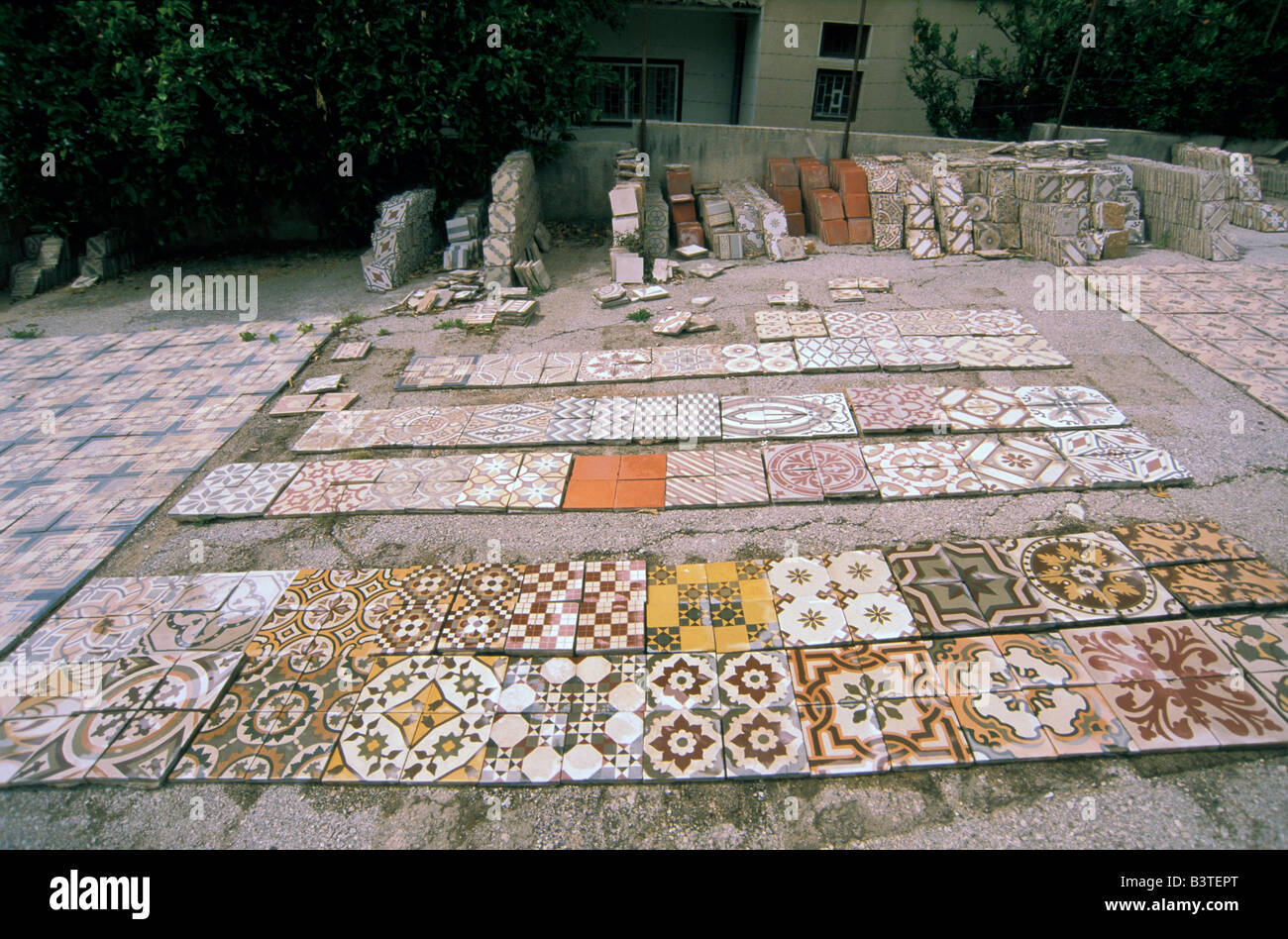 Asia, Lebanon, Beirut. Tile and mosaic refurbishing factory Stock Photo