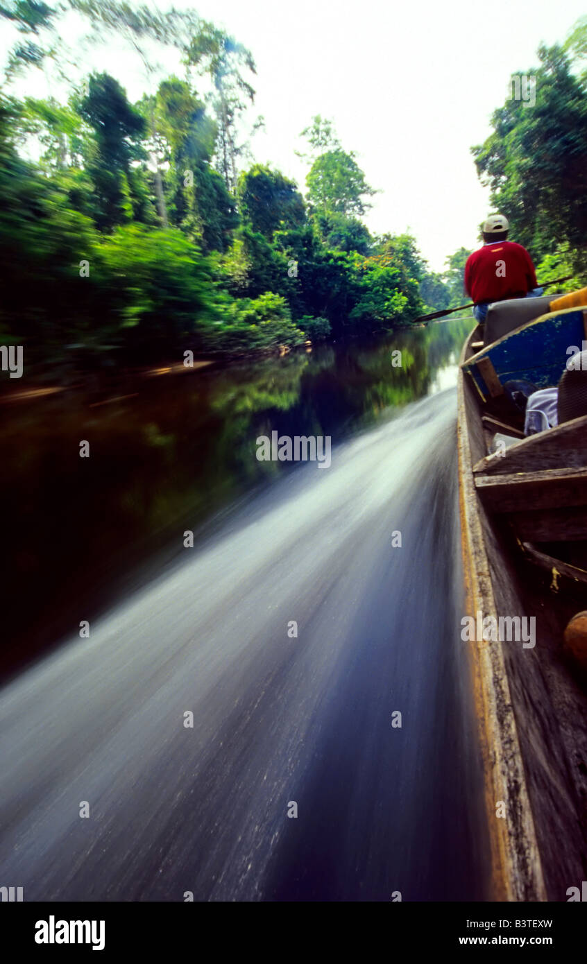 Malaysia. Canoe transport through Taman Negara rainforest NP Stock