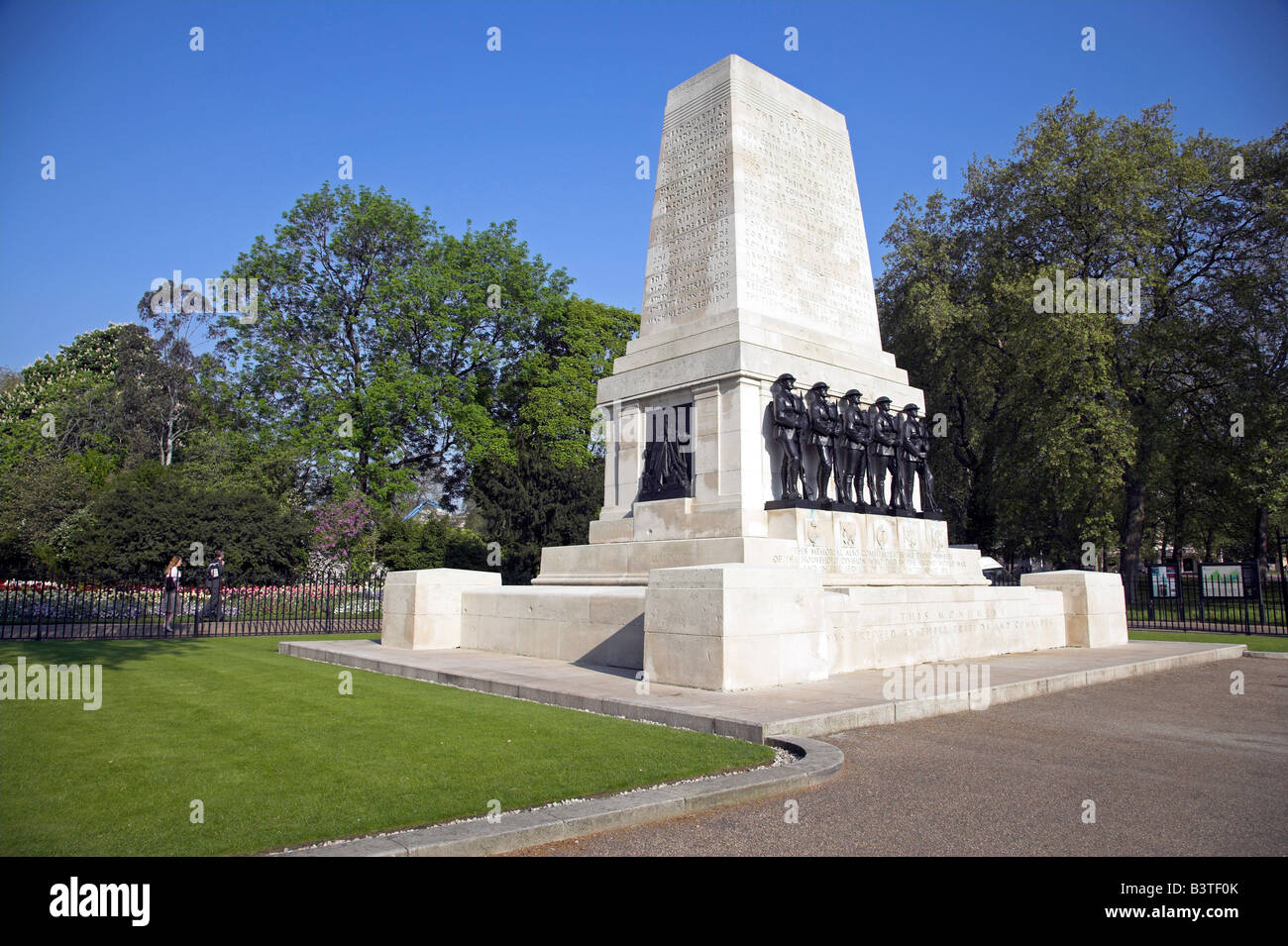 England, London, The Guards Memorial in Horseguards Parade. It was erected in 1926 and dedicated to the five Foot Guards regiments that fought in the Great War (WW1). Stock Photo