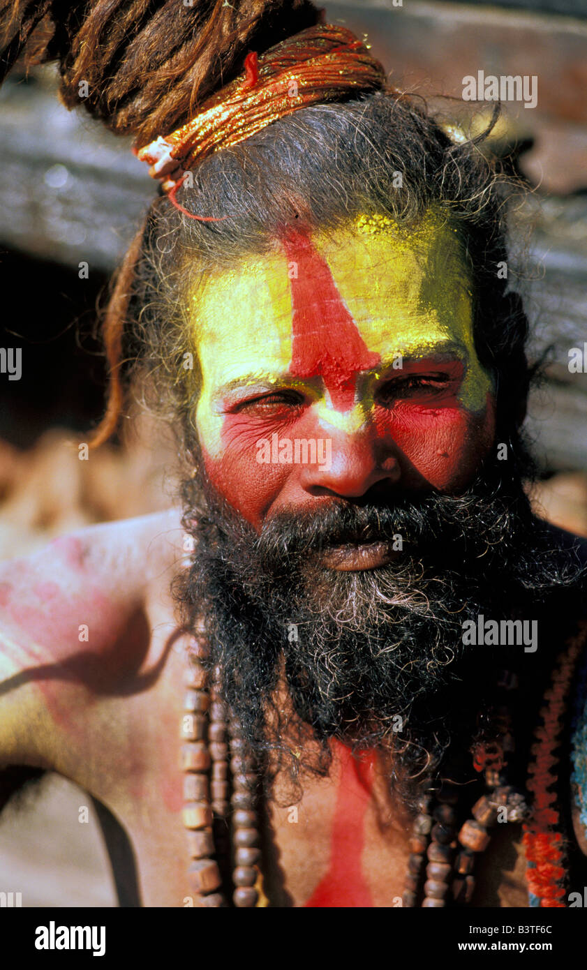 Asia, Nepal, Kathmandu. A Sadhu at a Pashu Patinath. Stock Photo