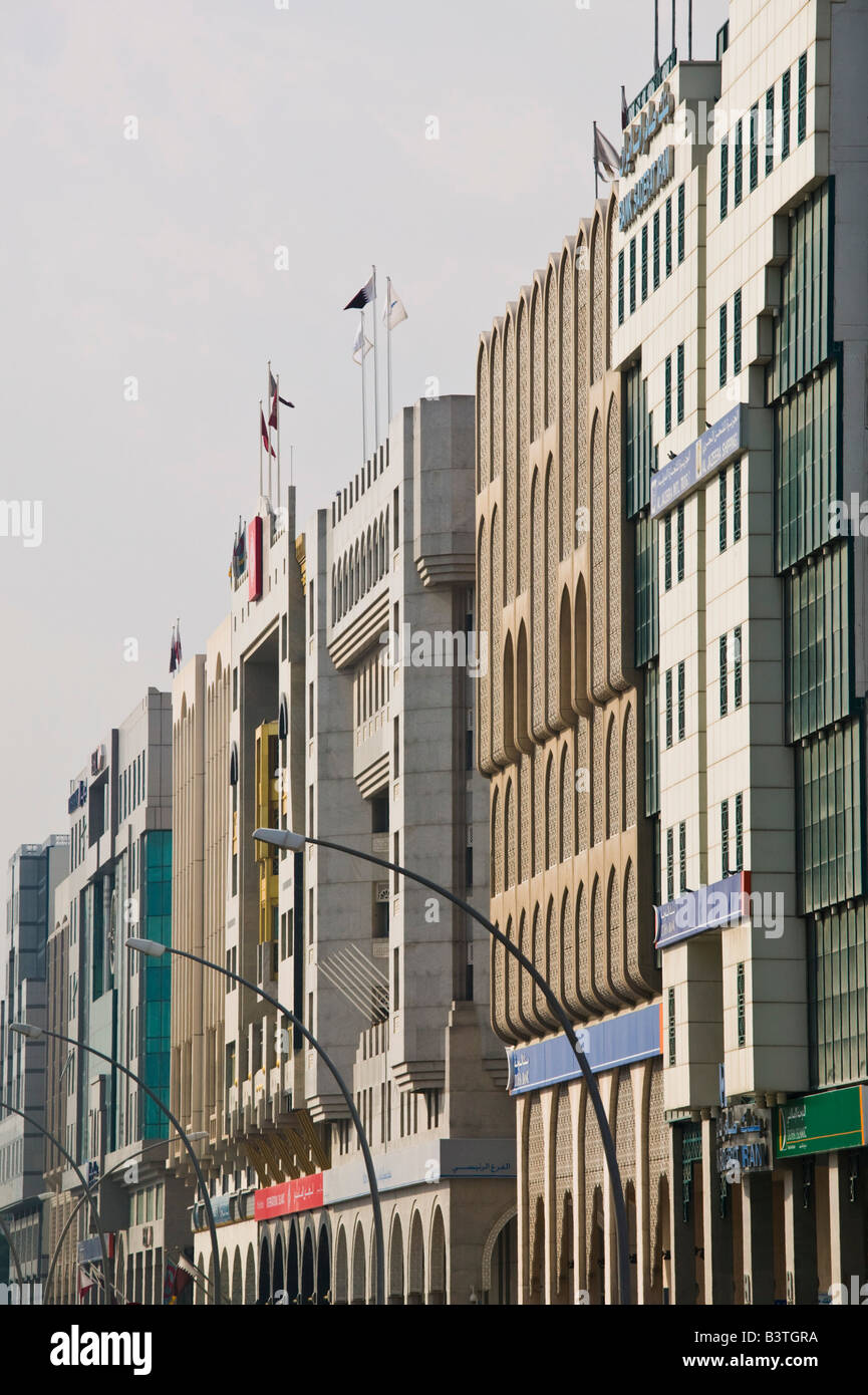 Qatar, Ad Dawhah, Doha. Banks along Grand Hamad Street Stock Photo Alamy