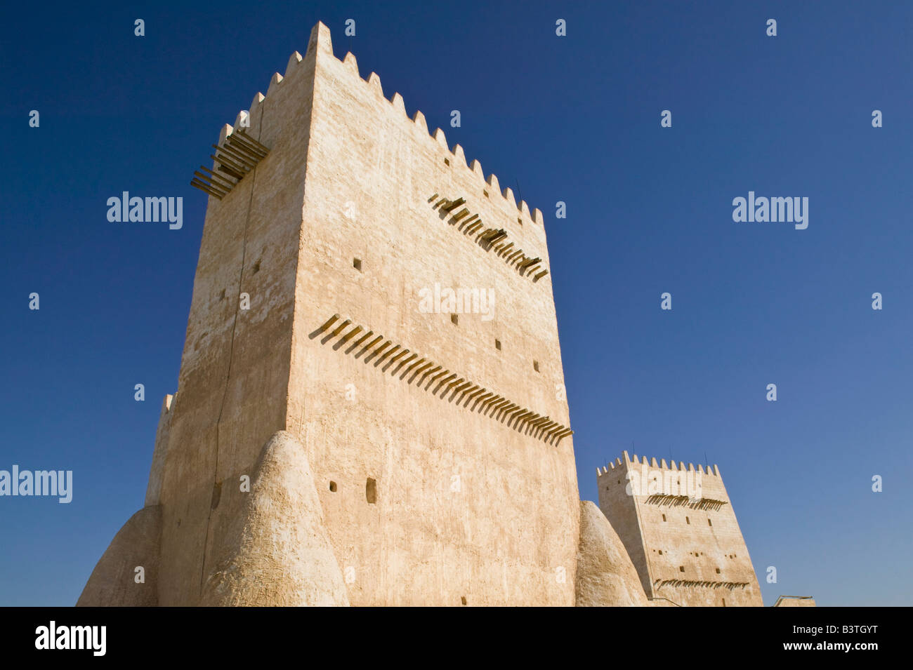 Qatar, Umm Salal, Umm Salal Mohammed. Umm Salal Mohammed Fort. Barzan Tower, Traditional Arabian Gulf Defensive Structure Stock Photo