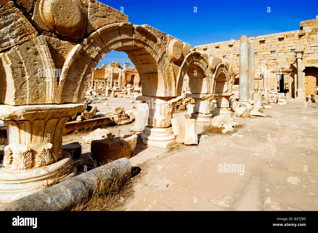 new forum at Leptis Magna Stock Photo