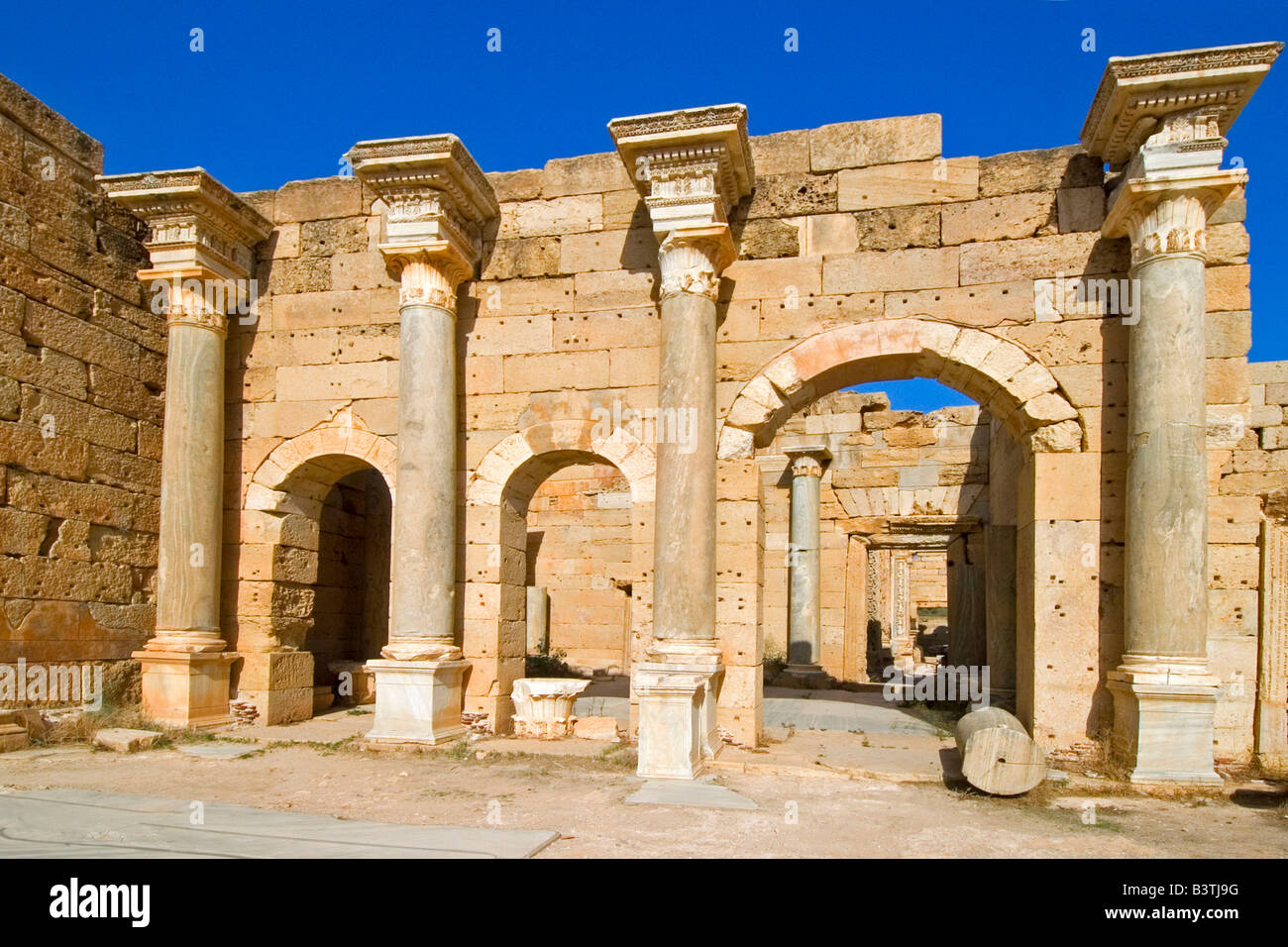 new forum at Leptis Magna Stock Photo