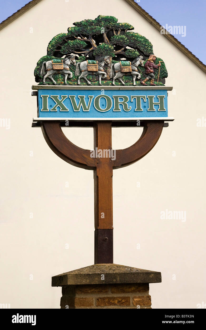 Ixworth village sign in Suffolk, UK, 2008 Stock Photo