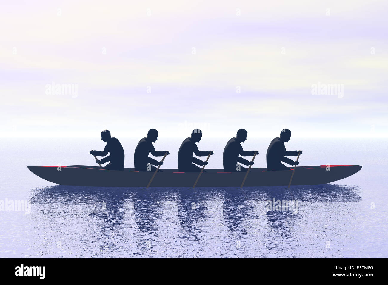 One man rowing against the group Stock Photo Alamy