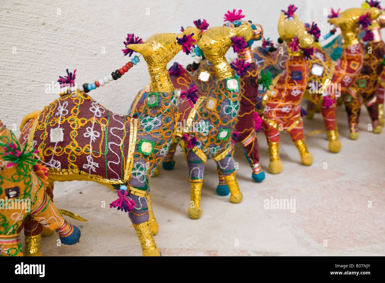 United Arab Emirates, Dubai, Bur Dubai. Bastakia Quarter / Old Dubai Area-Handmade Toy Camels Stock Photo