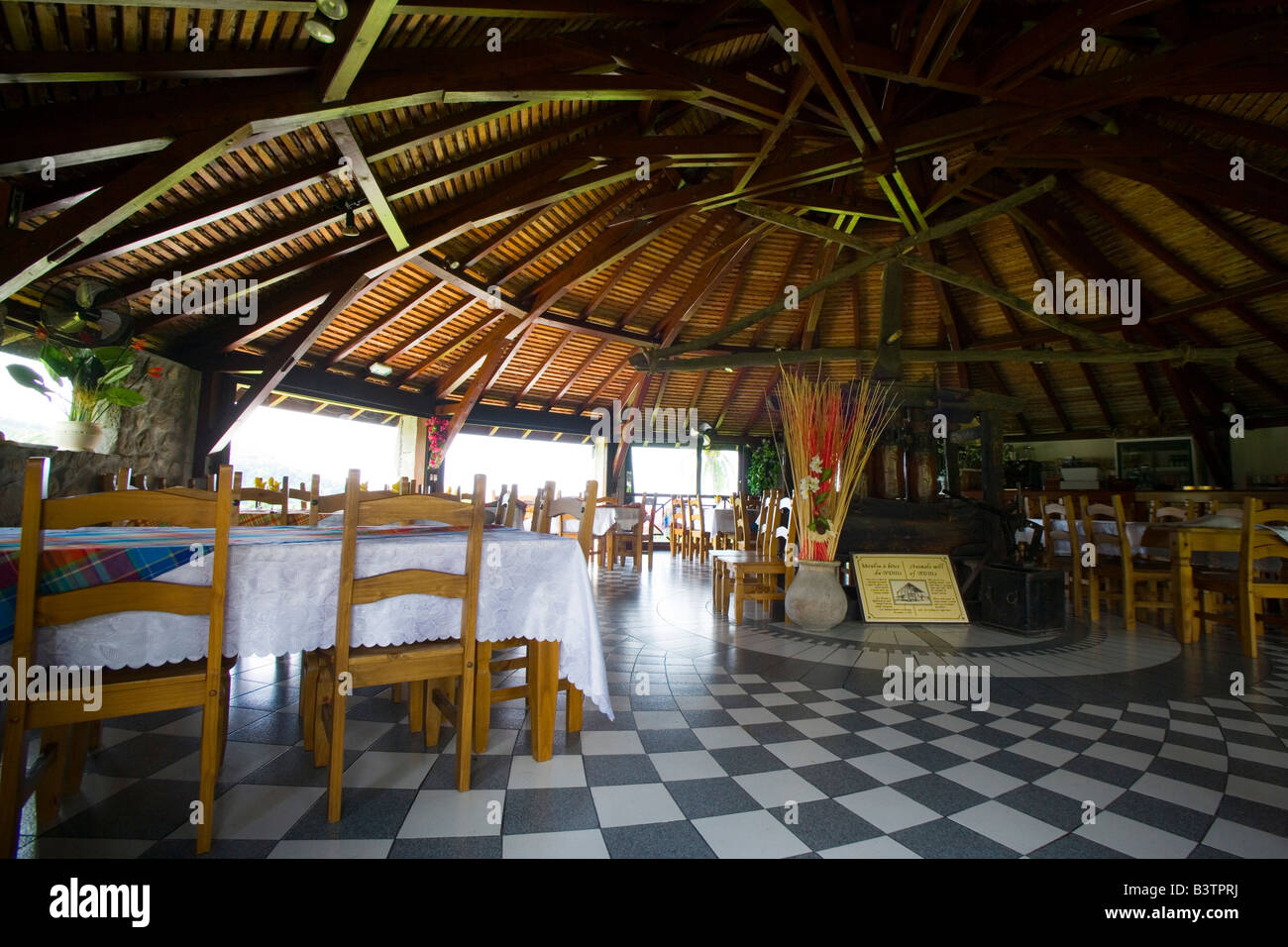 MARTINIQUE. French Antilles. West Indies. St. Pierre. Open-air restaurant on grounds of Depaz rum distillery. Stock Photo