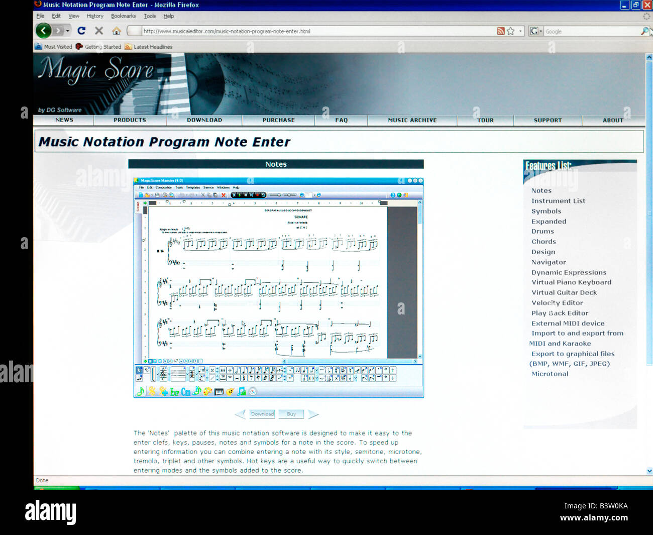 Music Composition Programme on Screen of Computer Stock Photo