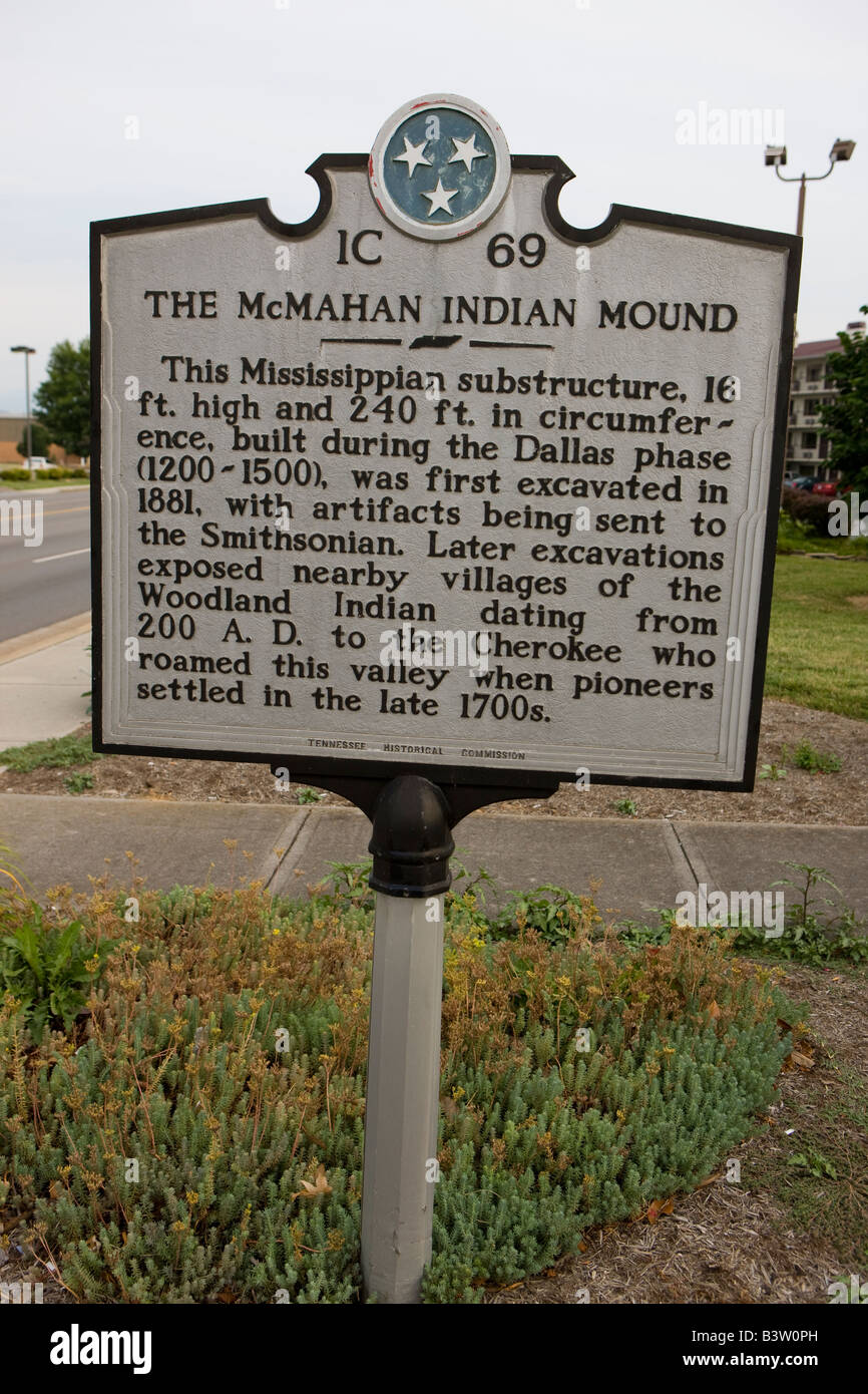 Tennessee Historical Marker McMahan Indian Mound This Mississippian