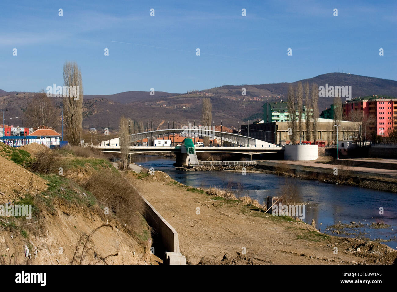 Bridge in Kosovska Mitrovica, Kosovo. Stock Photo