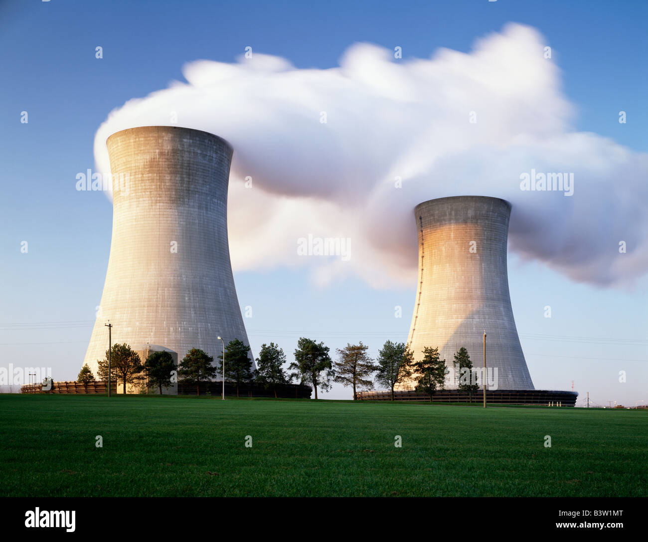 STEAM AND COOLING TOWERS OF A NUCLEAR POWER PLANT Stock Photo Alamy