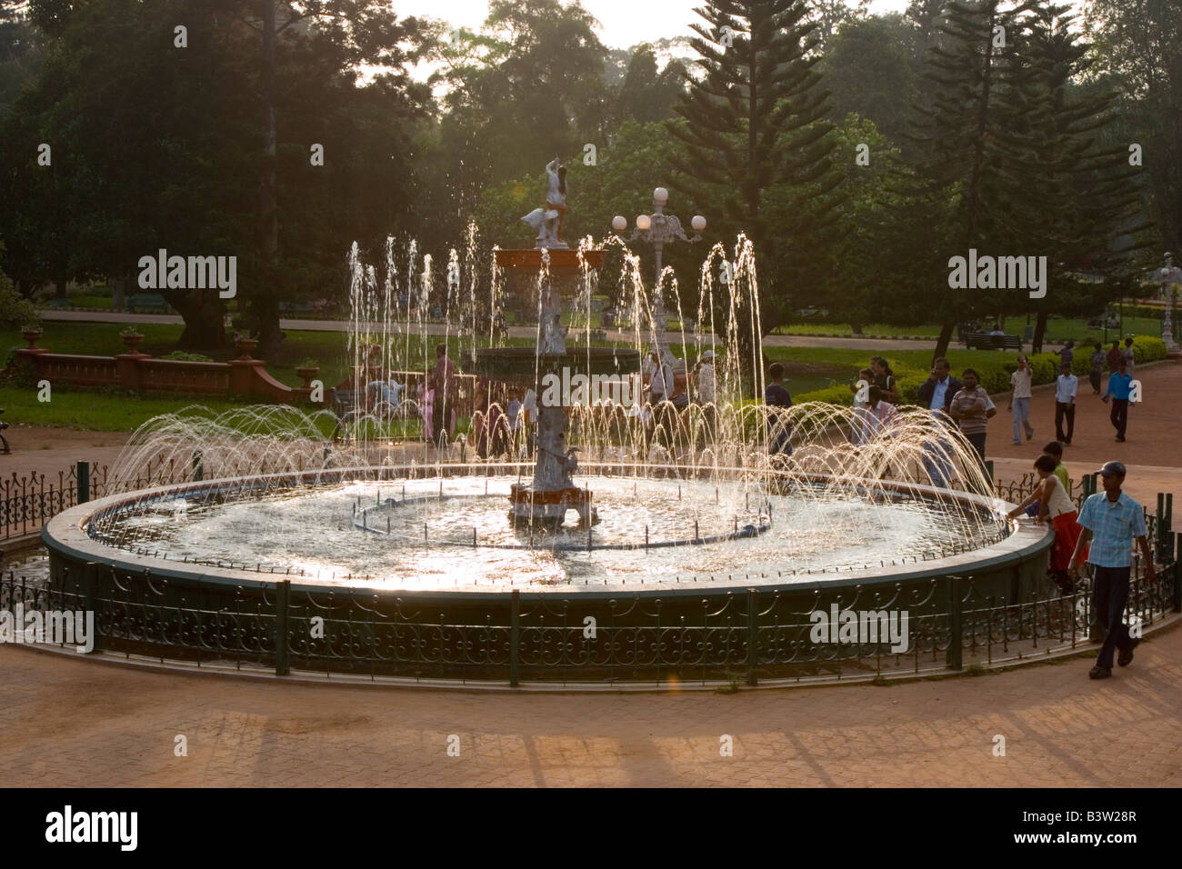 The water fountain at the centre of the Lalbagh Botanical Garden in