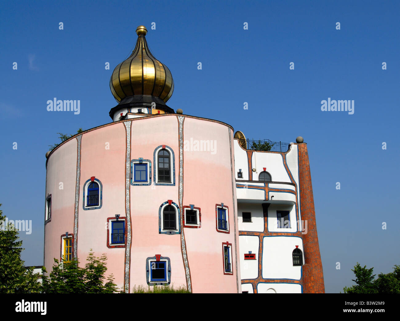 Eccentric Architecture of Rogner Thermal Spa and Hotel Designed by Friedensreich Hundertwasser in Bad Blumau Austria Stock Photo