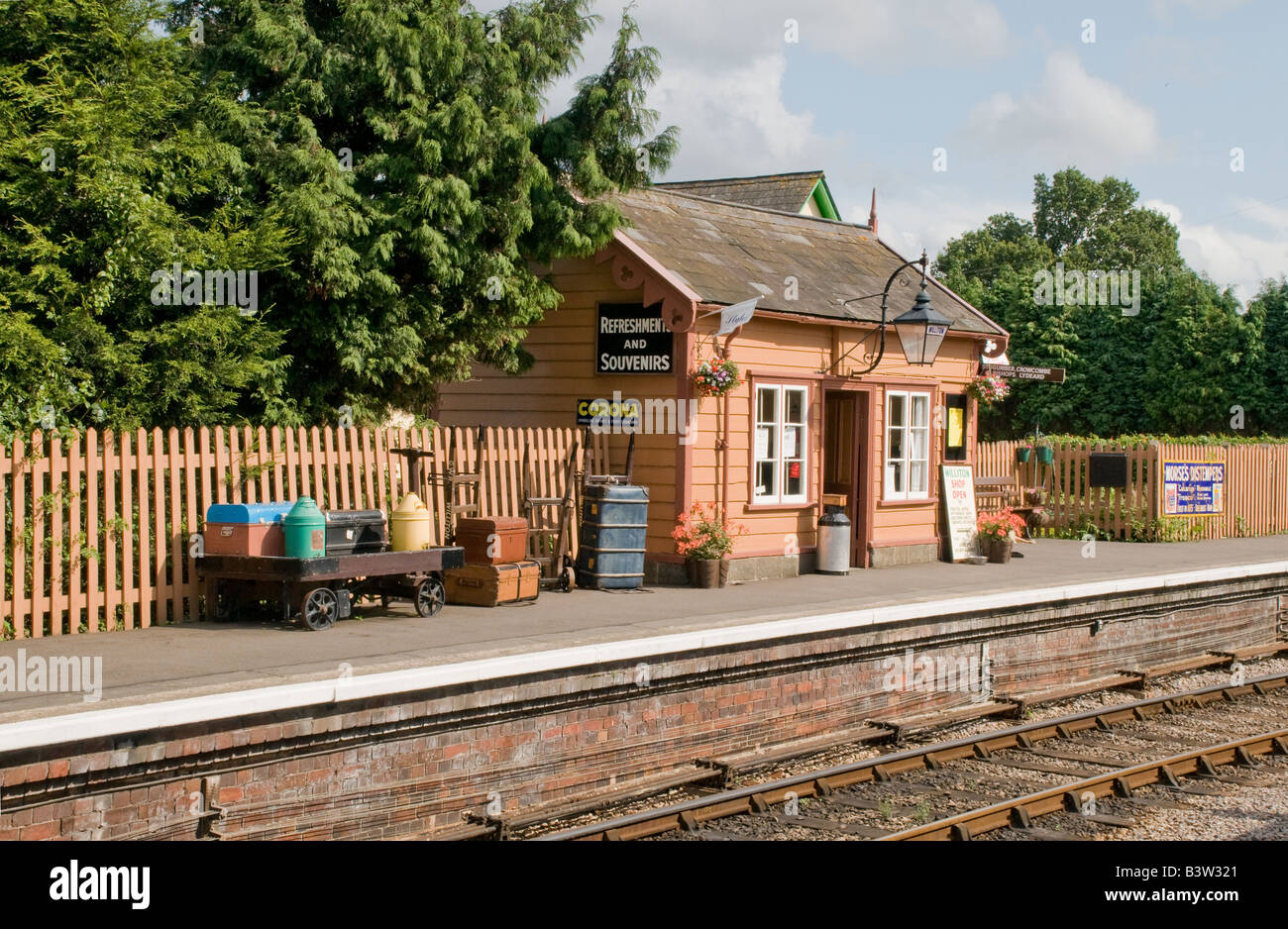 Tea and Coffee Kiosk at Williton Station on the Preserved West Somerset Railway West of England Stock Photo