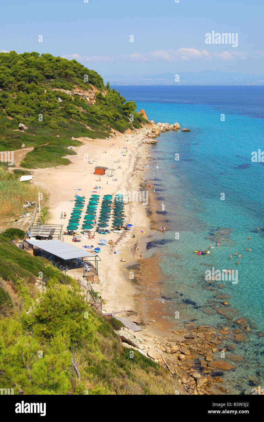 Armenistis Beach, Afytos, Kassandra Peninsula, Chalkidiki, Central Macedonia, Greece Stock Photo