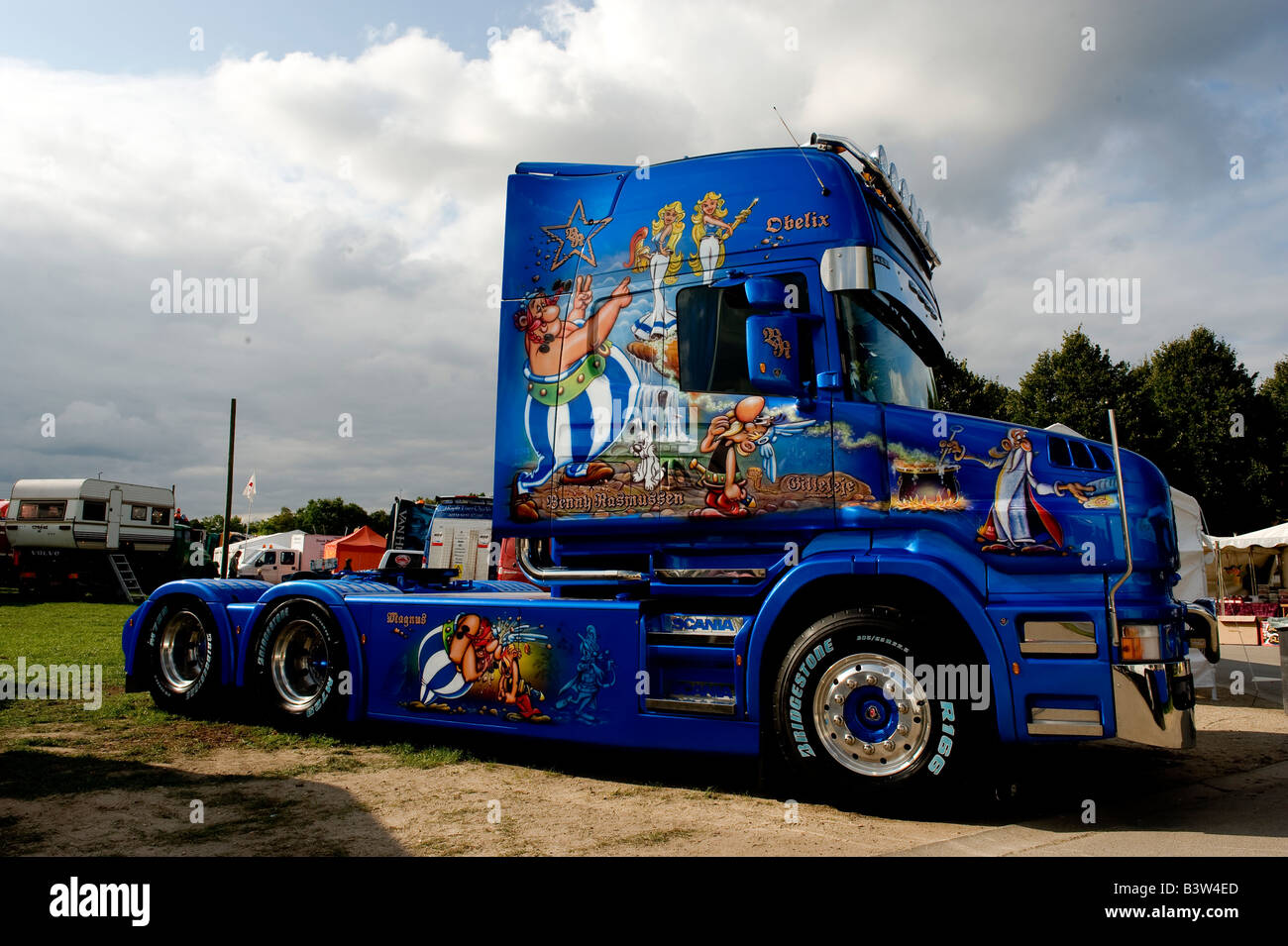 Scania T164 V8 2004 decorated as a conseptual truck featuring Asterix and Obelix This truck can be found at many excebitions whe Stock Photo