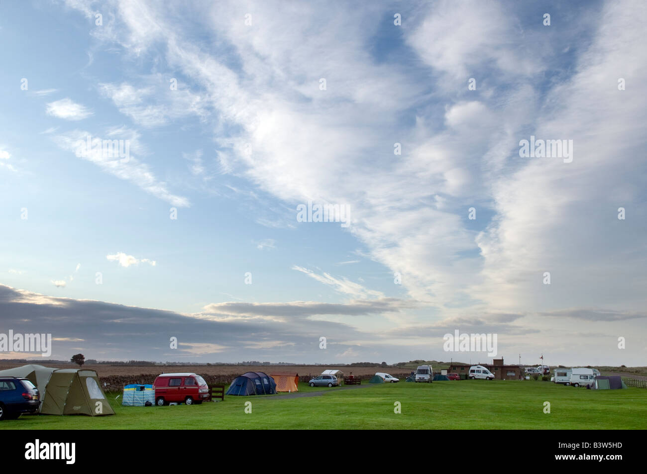 Beadnell Bay Camping club site in Northumberland Great Britain Stock Photo