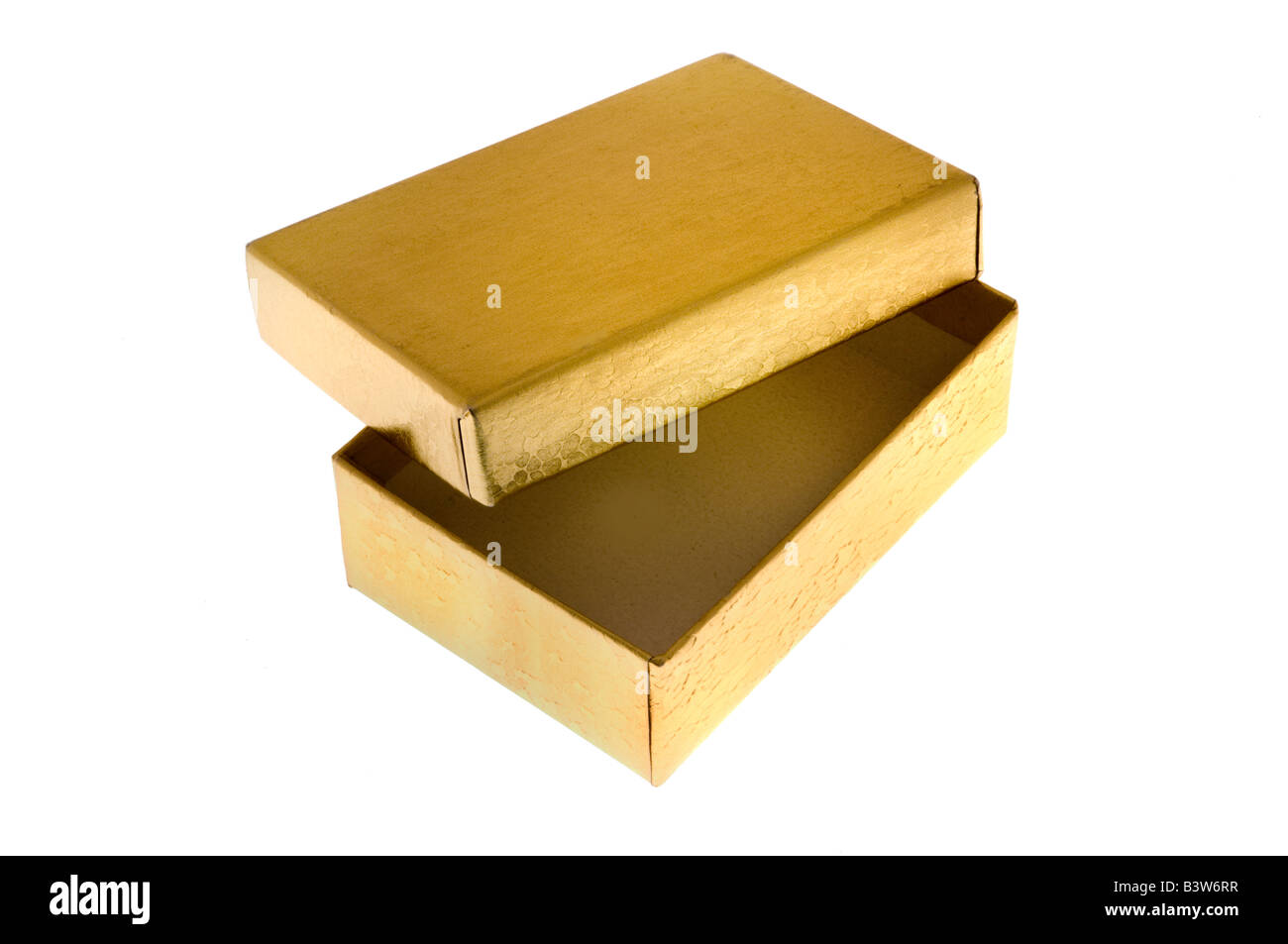 Gold gift box on white Stock Photo