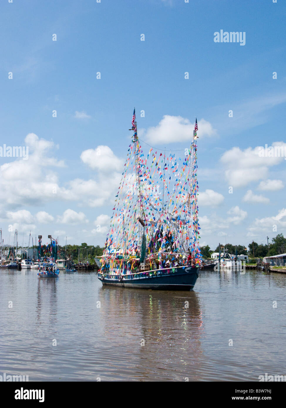 Boat decorated for Blessing of the fleet during Shrimp Festival