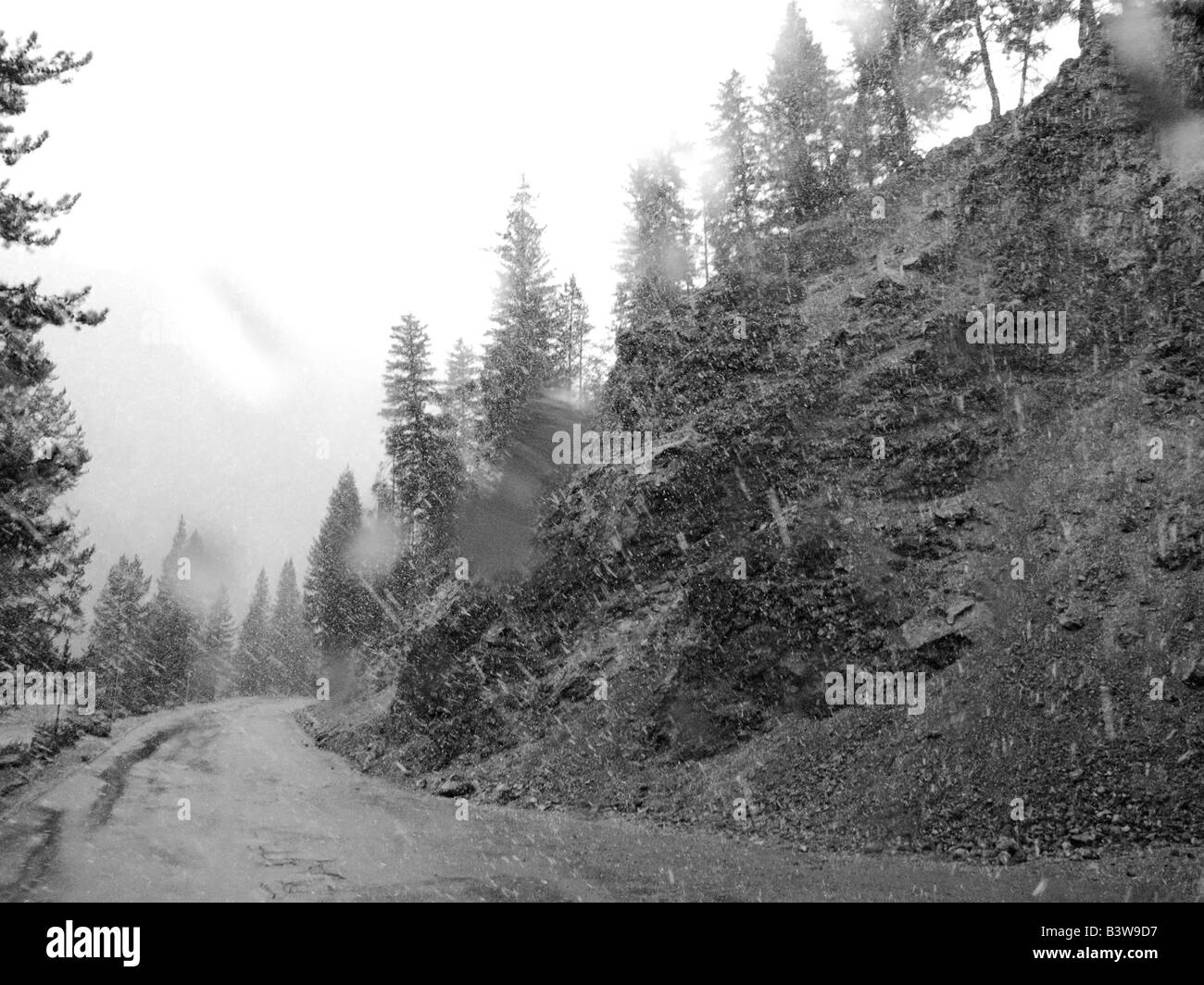 Road And Snow Mountain Black And White Stock Photos & Images - Alamy