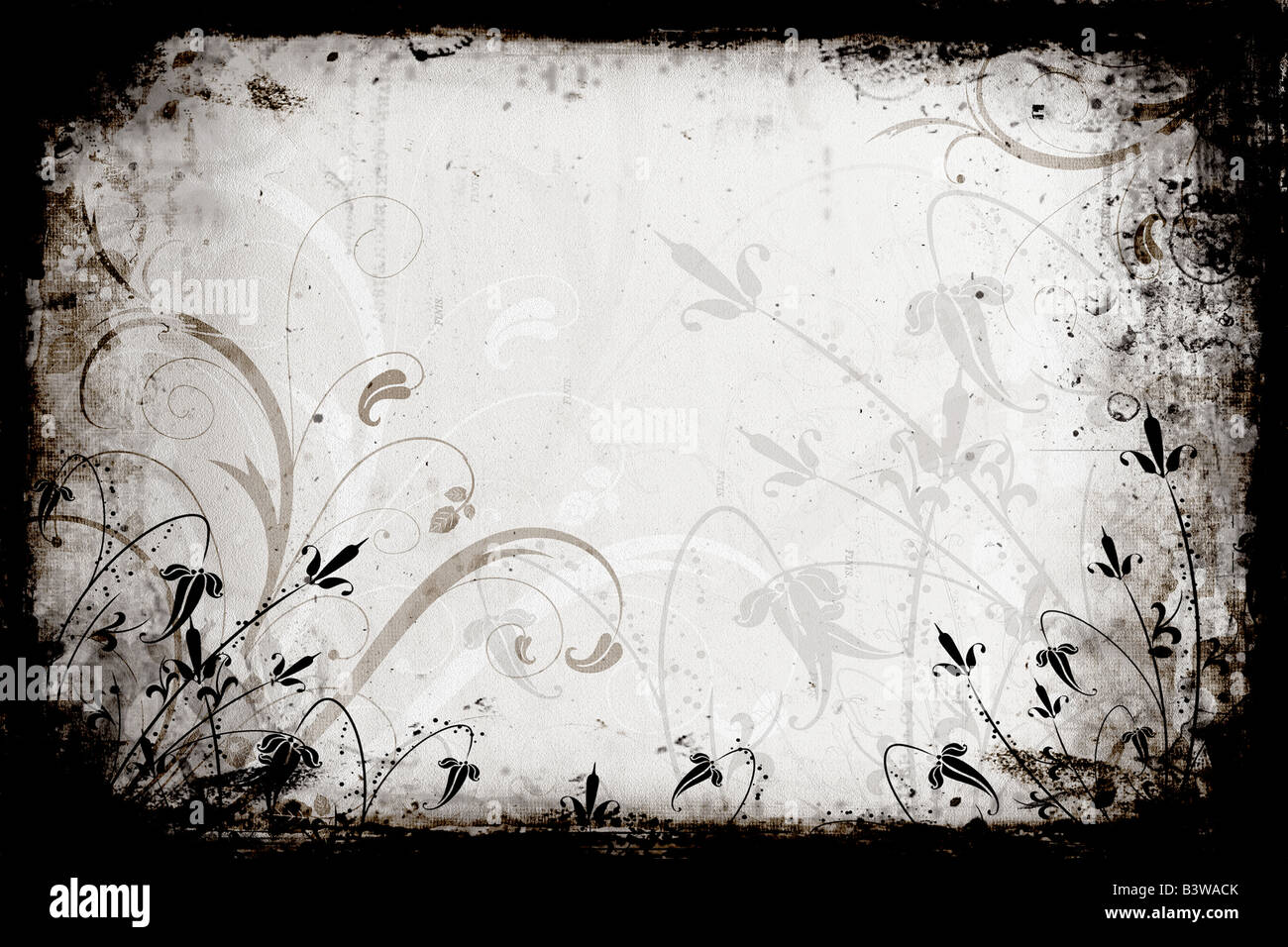 Floral design on grunge background Stock Photo - Alamy