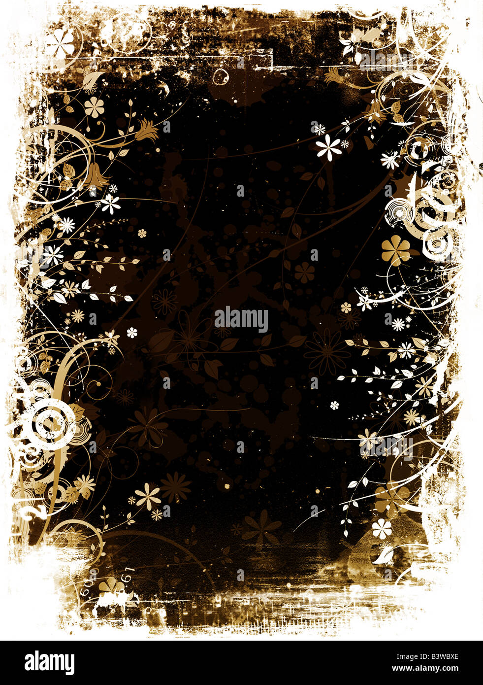 Abstract floral design on grunge background Stock Photo - Alamy
