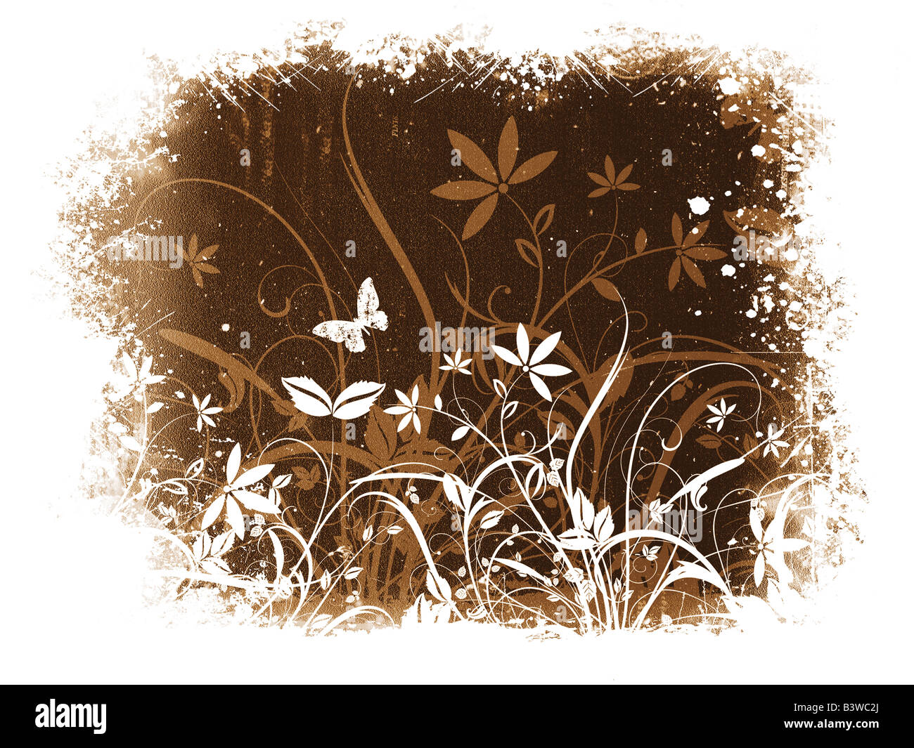 Floral design on grunge background Stock Photo - Alamy