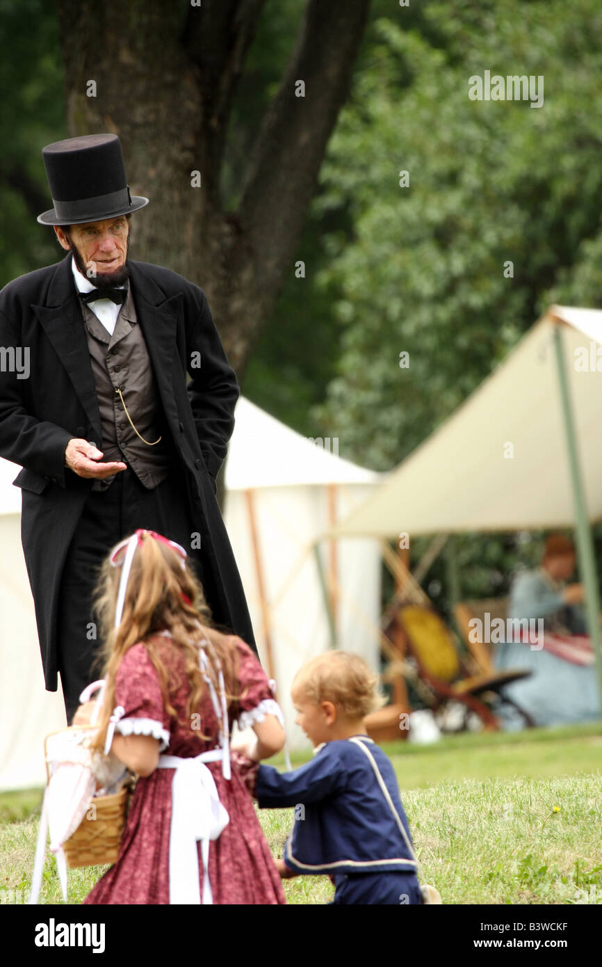Abe Lincoln reenactor at a Civil War Encampment Reenactment Stock Photo