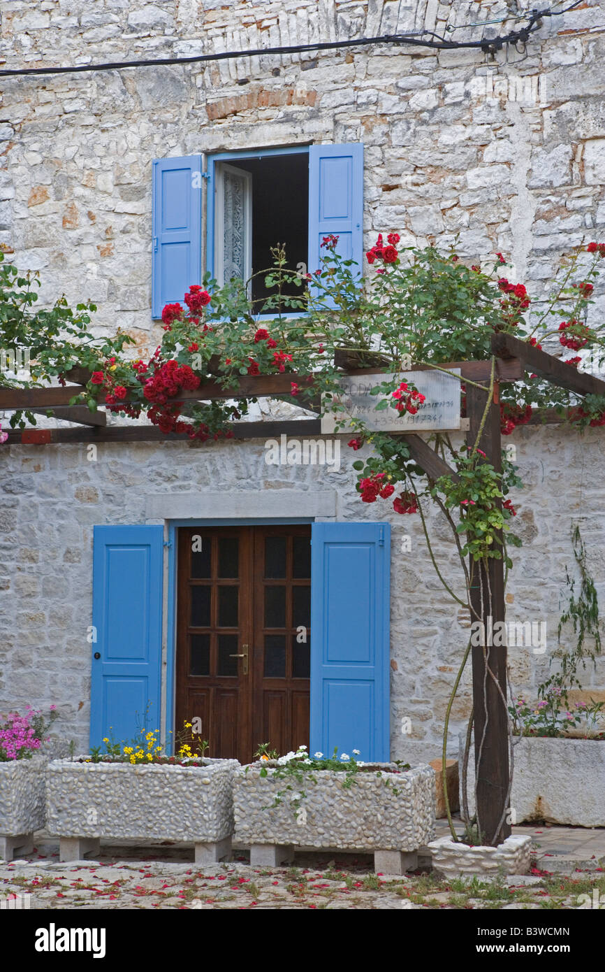 Coloful windows and doorways, Bale Croatia Stock Photo