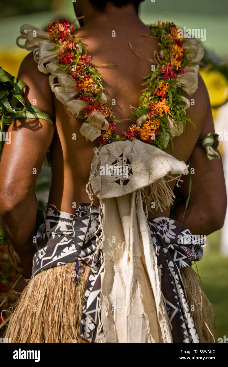 Oceania, Fiji, Viti Levu, Viseisei. Traditional Fijian costume seen from  behind Stock Photo - Alamy