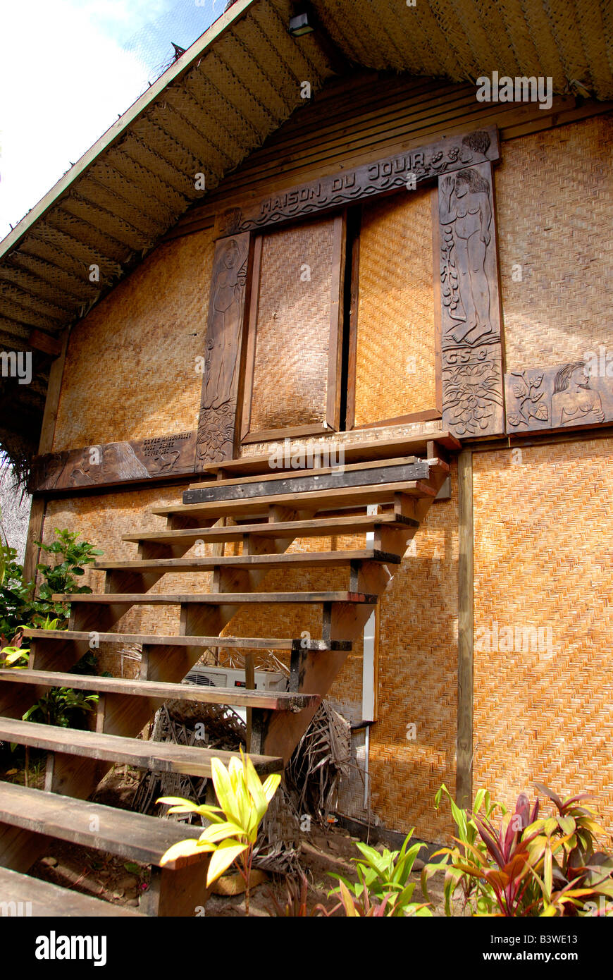 South Pacific, French Polynesia, Moorea, Tiki Village. Traditional