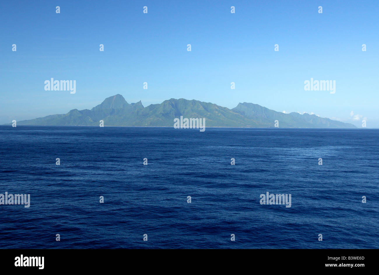 South Pacific, French Polynesia, Moorea. Distant view of Moorea from ...