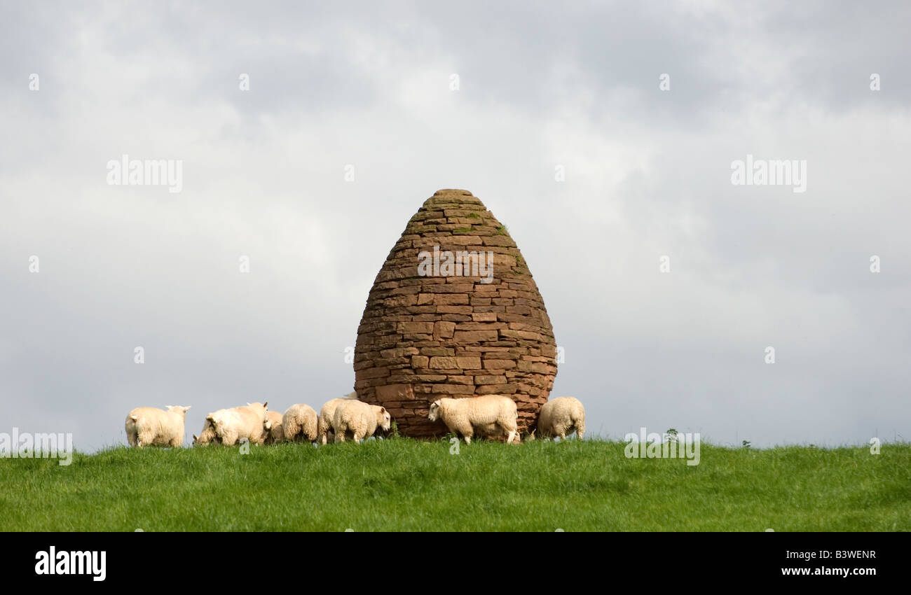 Artist Andy Goldsworthy egg shaped cairn near Penpont in Dumfriesshire, Scotland. The cairn sits on the outskirts of the village Stock Photo