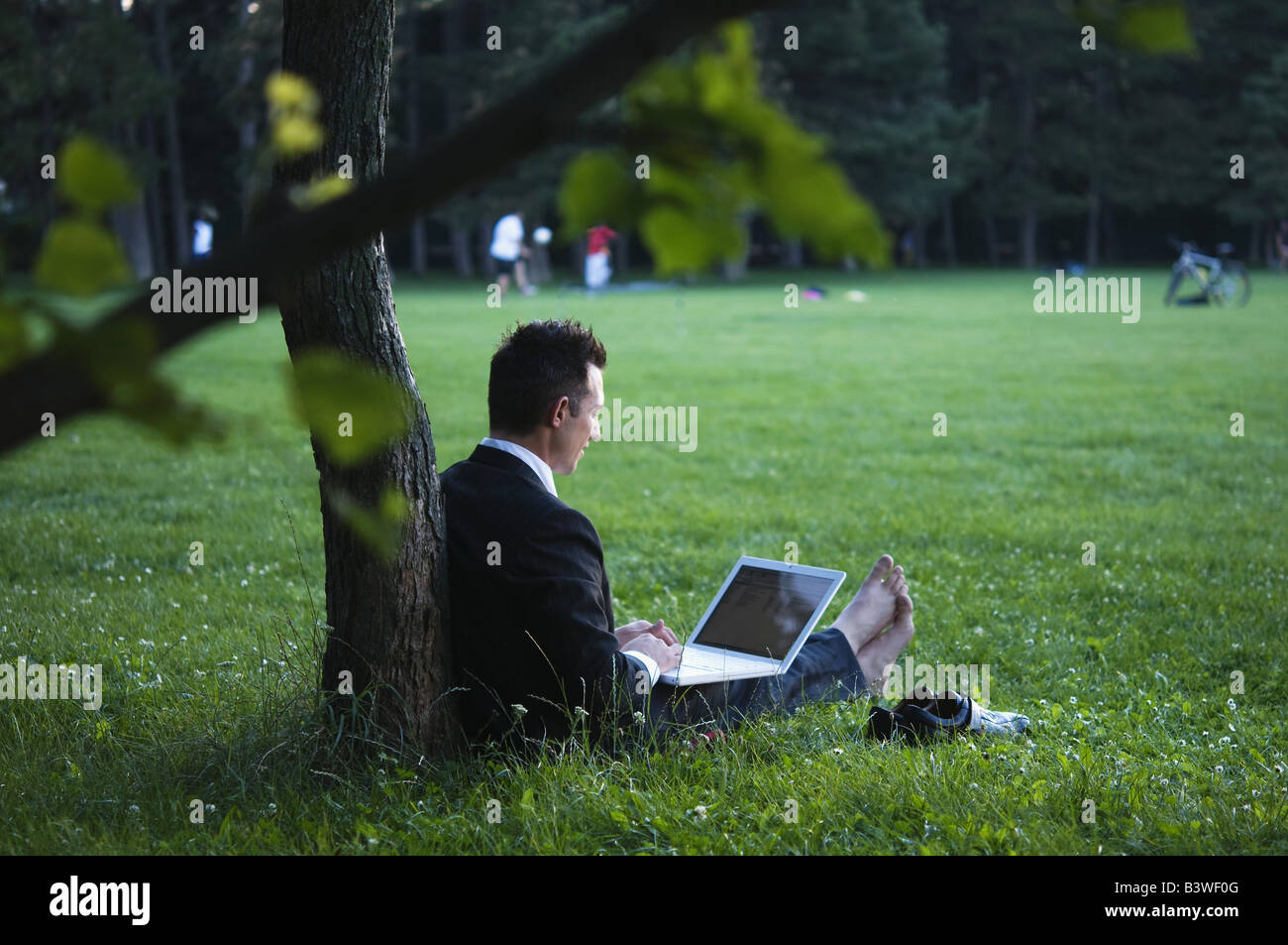 Manager im Park Manager Working Outdoor Stock Photo