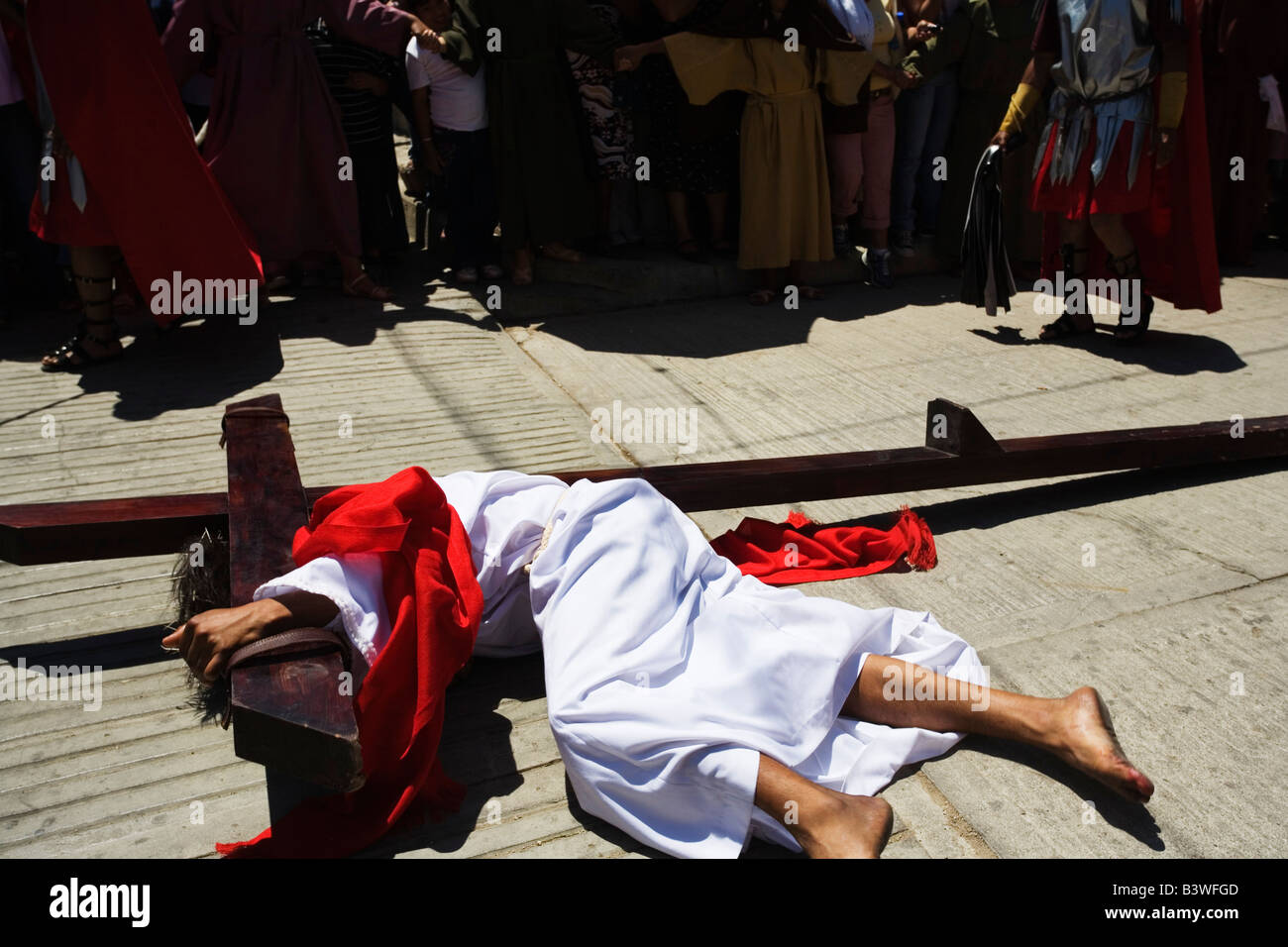 Easter Good Friday procession in Ocotland de Morelos, Oaxaca State, Mexico Stock Photo