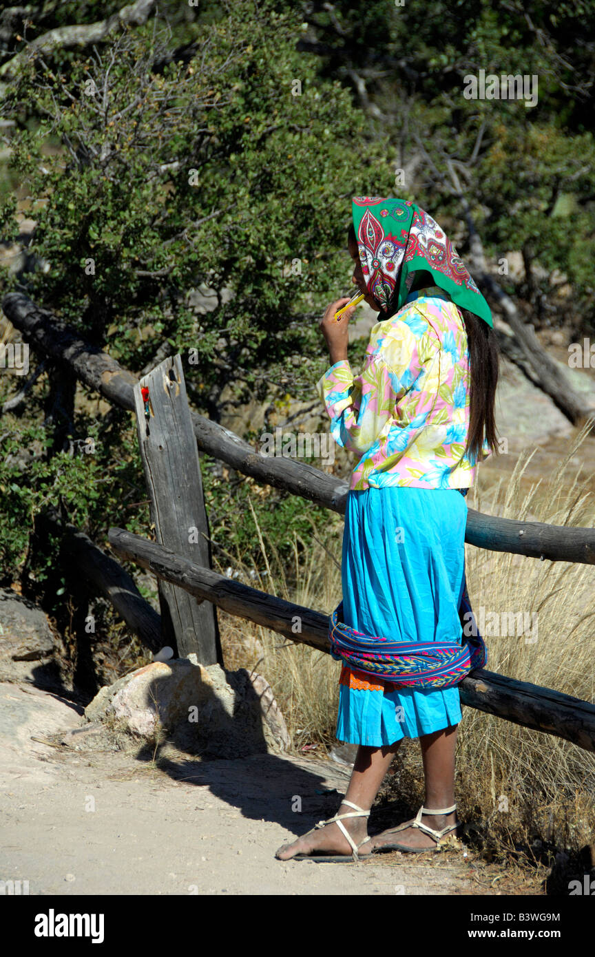 Mexico, Chihuahua, Copper Canyon. Tarahumara Indian girl Stock Photo
